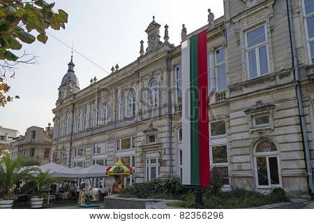 Ancient building with rich decoration in center of Ruse town