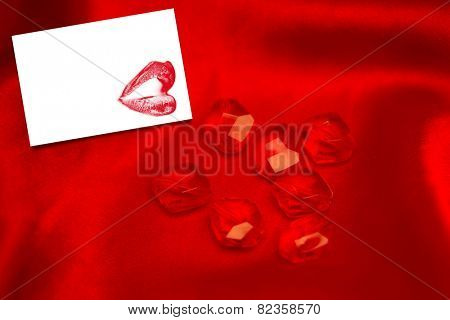 Rubies against white card