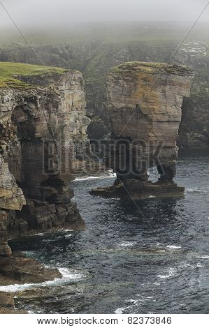 Scottish Landscape In Orkney. Yesnaby Cliffs. Scotland
