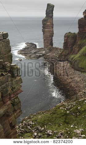 Scottish Landscape In Orkney. Old Man Of Hoy. Scotland