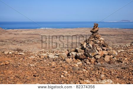 Northern Fuerteventura, View From  Bayuyo Volcano Towards Lanzarote