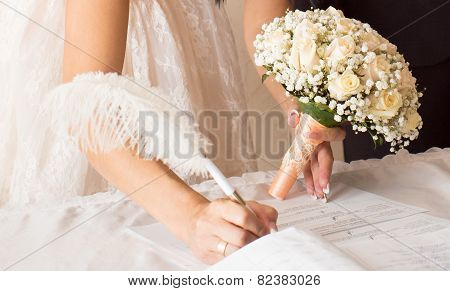 Wedding ceremony in a registry
