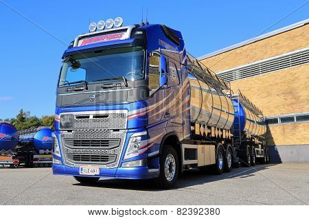 New Volvo FH Tank Truck By A Warehouse