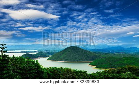 Scenic Of Srinakarin Dam At Kanchanaburi Of Thailand