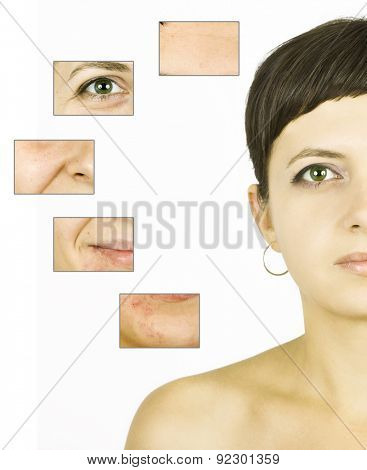 Woman's face, beauty concept - skin care, anti-aging procedures, rejuvenation, lifting, tightening of facial skin