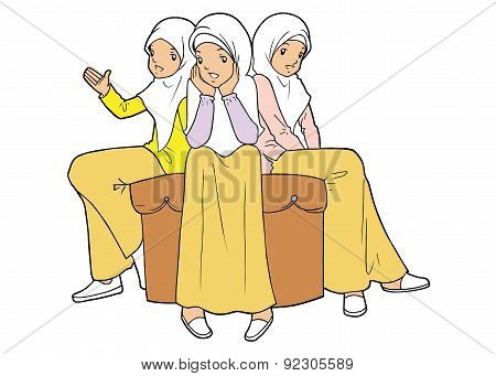 Group Of Muslim Young Girls