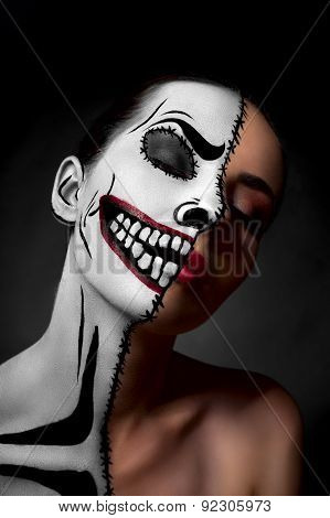 Two-faced. Makeup For Halloween.