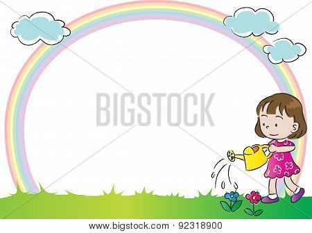 kids with rainbow backgound