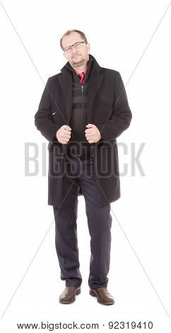 Men in a black coat.