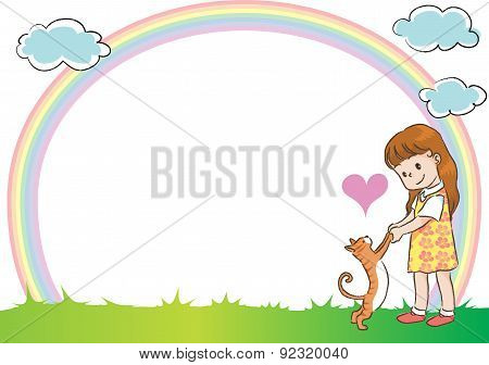 kids with pet in the blank backgound