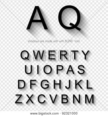 Classi Style Font with soft Shadow. Isolated Letters over a square seamlless background. Ready to cut and past on every surface.