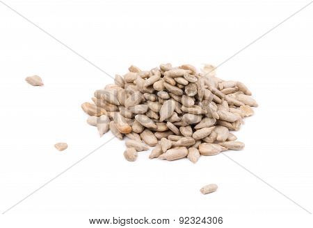 Bunch of pelled sunflower seeds.