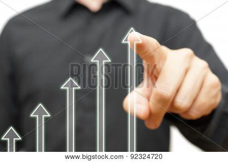 Man Is Touching Growing Arrows, Concept Of .optimism