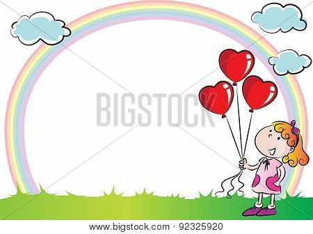 kids with rainbow backgound