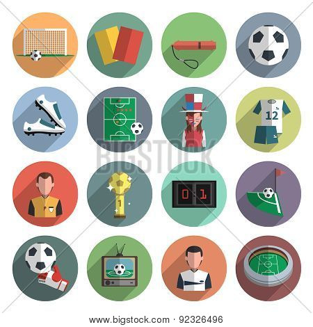 Soccer icons set flat