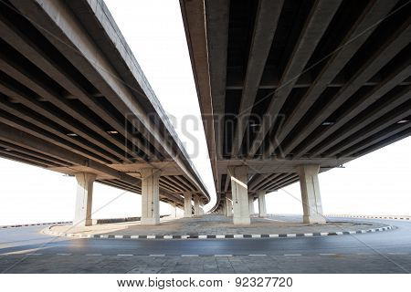Construction Of Concrete Bridge Isolated White Background Use For Infra Structure Of  Cement Ramb Br