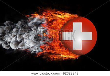 Flag With A Trail Of Fire And Smoke - Switzerland