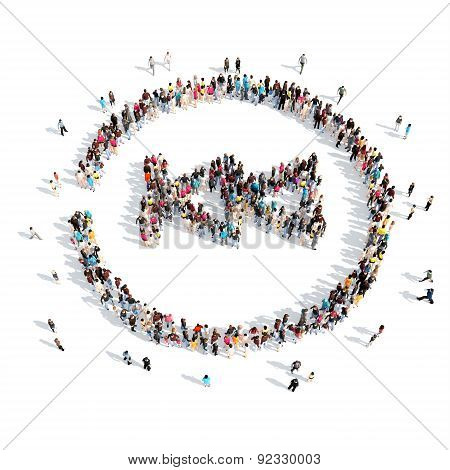 people in the shape of a button play.