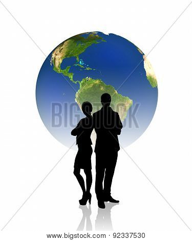 Global business, silhouettes