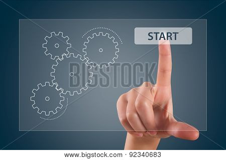 Finger Touching Start Button