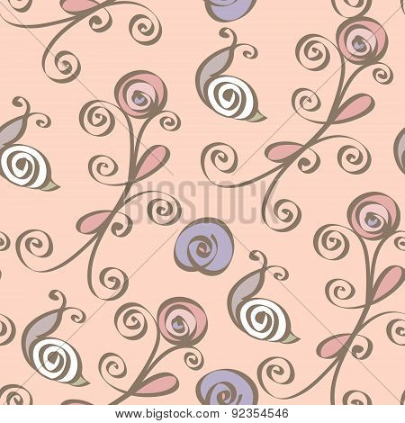 Vector seamless pattern with abstract floral elements