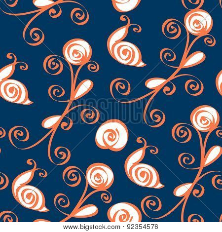 Vector seamless pattern with abstract floral elements