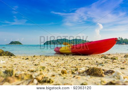 Kayak With Blue Sky At Lipe Island In Satun Thailand