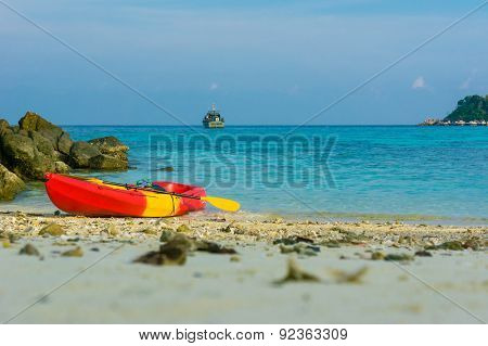 Kayak With Blue Sky At Lipe Island In Satun Thailand