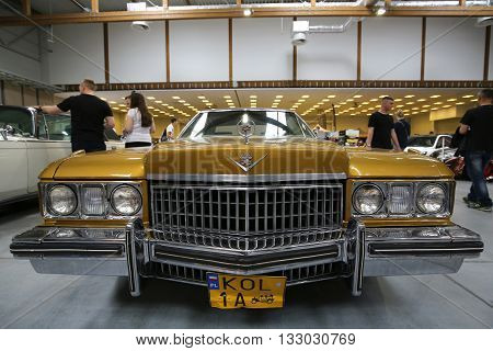 Cracow Poland - May 21 2016: Cadillac Displayed At 3rd Edition Of Moto Show In Cracow Poland. Exhibi