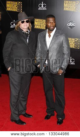 Val Kilmer and 50 Cent at the 2009 American Music Awards held at the Nokia Theater in Los Angeles, USA on November 22, 2009.  
