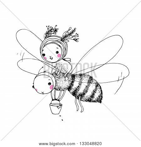 Hand drawing isolated objects on white background. Vector illustration.