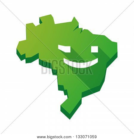 Illustration Of An Isolated Brazil Map With  A Wink Text Face Emoticon