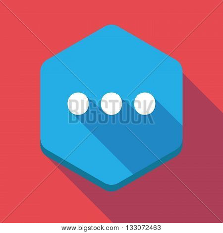 Long Shadow Hexagon Icon With  An Ellipsis Orthographic Sign