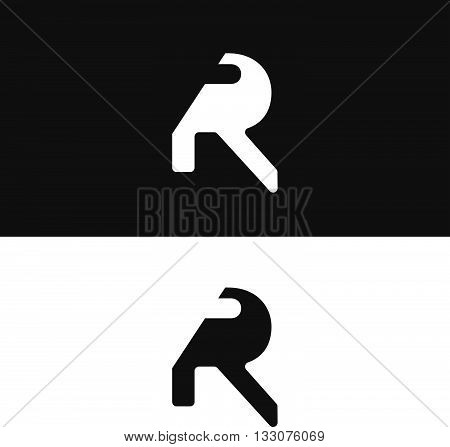 Vector letter R logo design template. Black and white version