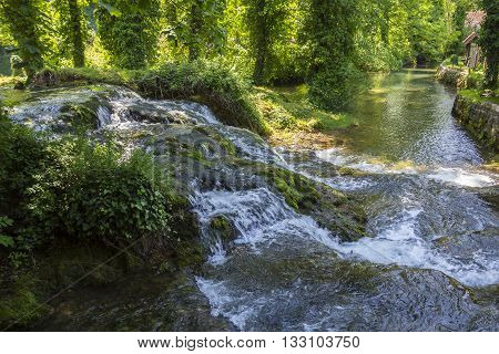 Beautiful nature and waterfalls in village of Rastoke Croatia