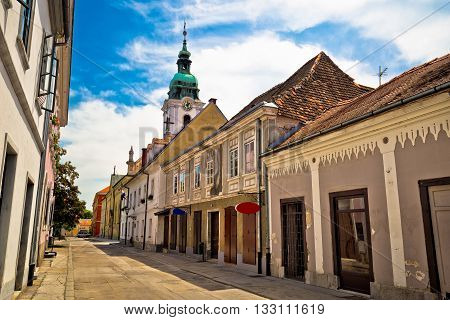 Town of Karlovac street and church central Croatia