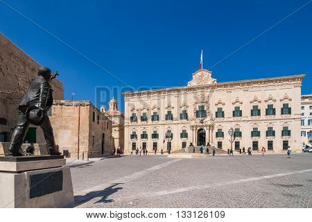 Valletta, Malta - May 05, 2016: Auberge De Castille