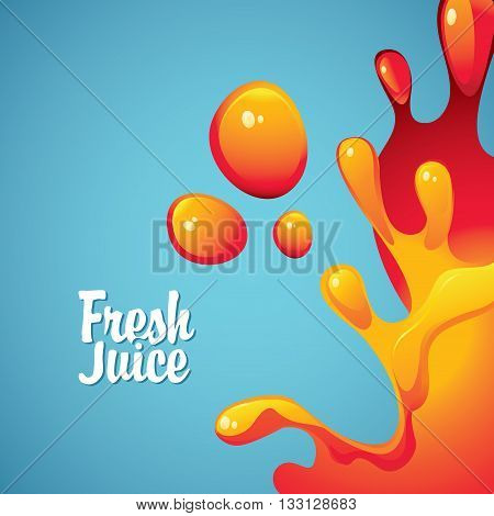 vector banner with the inscription fresh juices and drops and splashes