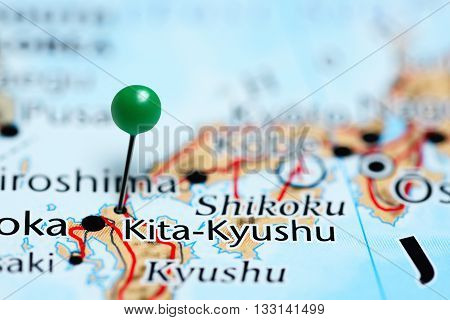 Kita-Kyushu pinned on a map of Japan