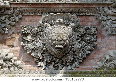 stone carved ornament of the balinese temple