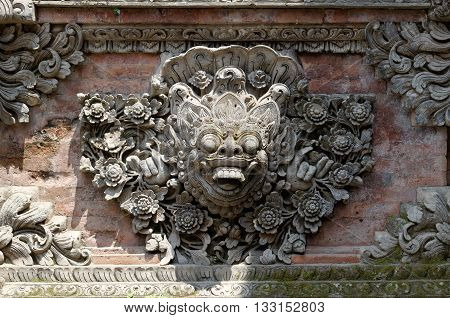 stone carved ornament of the balinese temple