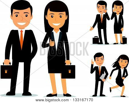 Business team. Businessman and business woman vector characters