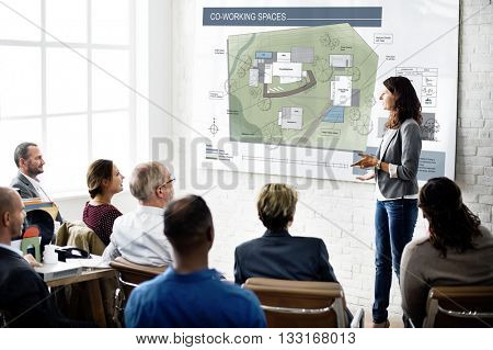 Co Working Space Architecture Plan Map Blueprint Design Concept