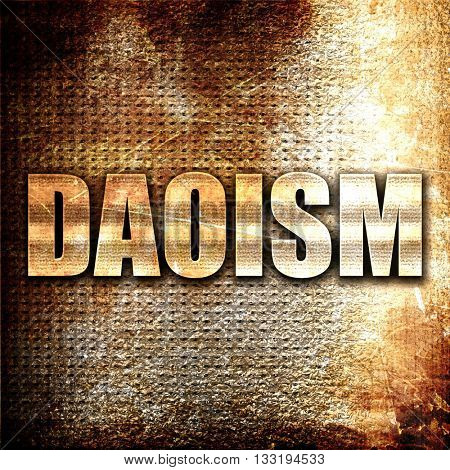 daoism, 3D rendering, metal text on rust background