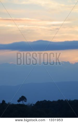 Solopgang i Toscana, Italien