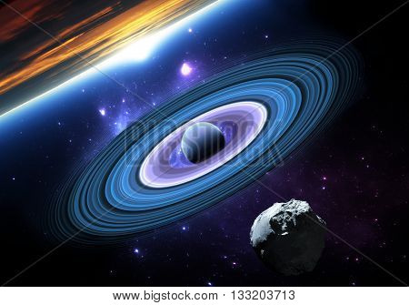 Extrasolar planets or exoplanets. Space background and stars with planets. Illustration