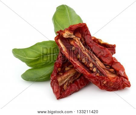 Dried tomatoes isolated on white background cutout