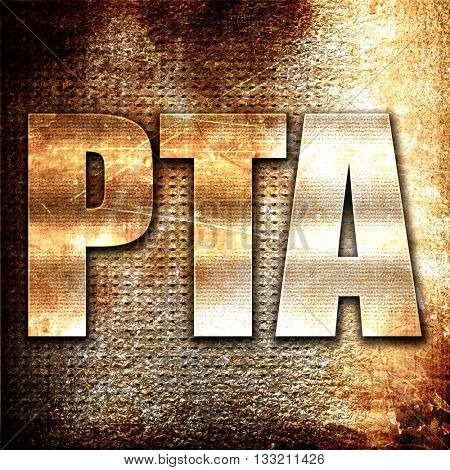 pta, 3D rendering, metal text on rust background