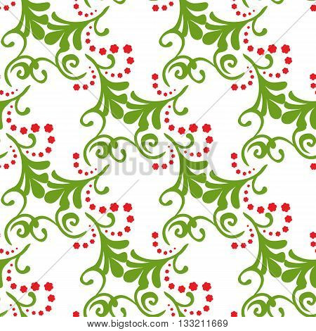 Seamless decorative template texture with green leaves. Seamless stylized leaf pattern.