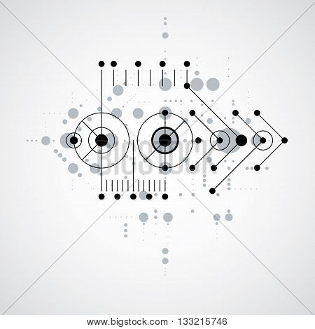 Vector abstract monochrome background created in Bauhaus retro style. Modern geometric composition can be used as templates and layouts.